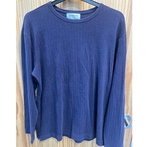 Alfani Stretch Mens Large Purple Ribbed Knit Long Sleeve Crew Neck Shirt Cotton